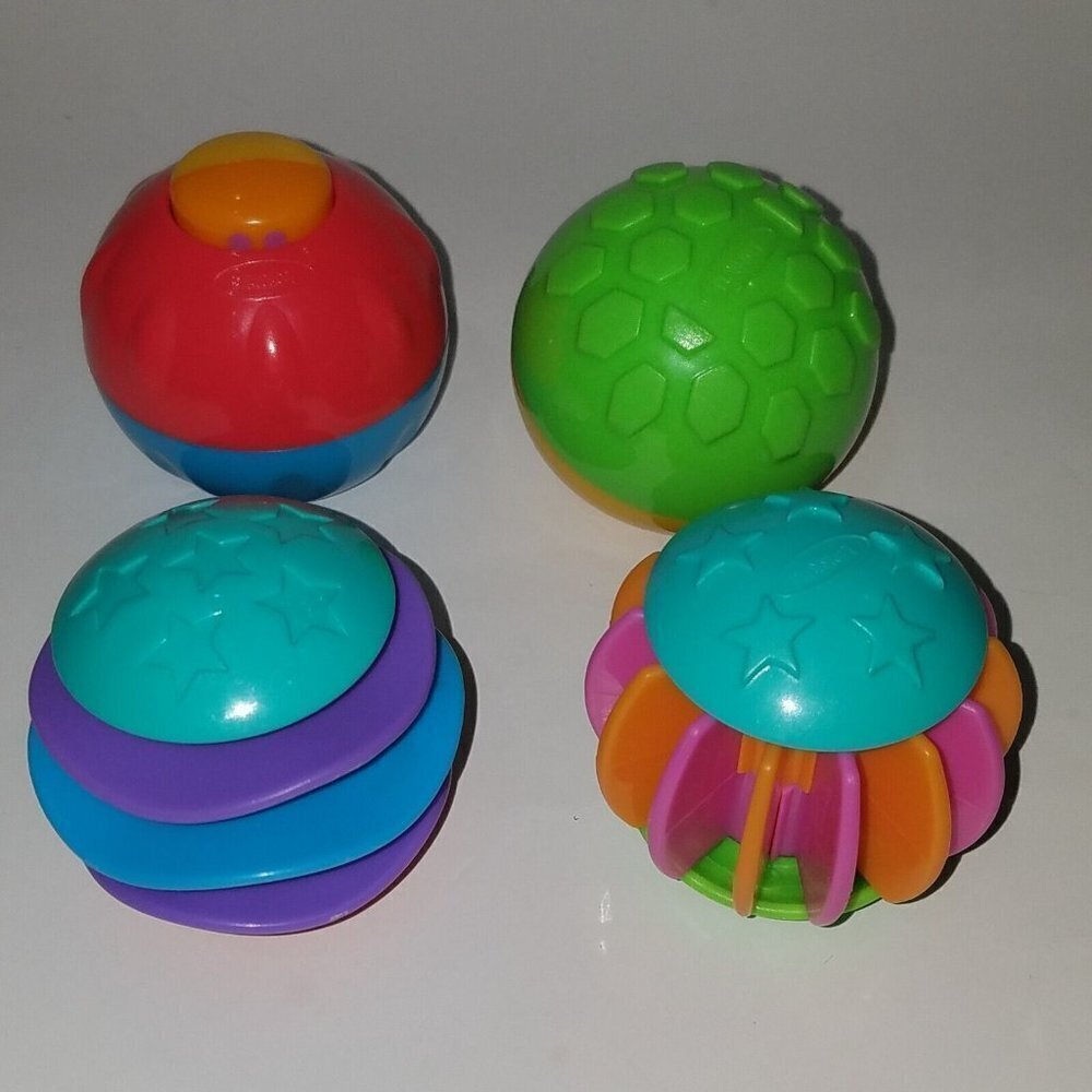 4 Playskool Activity Ball Lot Sensory Spin Face Colorful Replacement